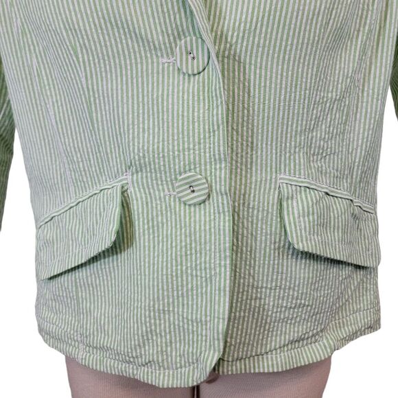 GAP Green And White Striped Button Front Blazer Jacket size 6 - Picture 3 of 8